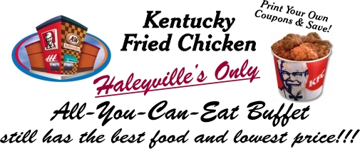 KFC - Haleyville's Only All-You-Can-Eat Buffet Daily 11- 1 pm - Only $4.99