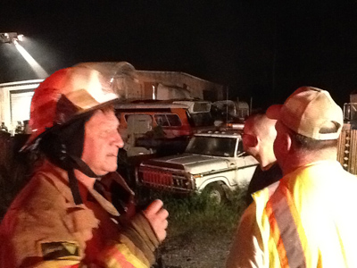 HFD Chief/EMA Phillip Weaver consults with Marion County EMA Jimmy Mills